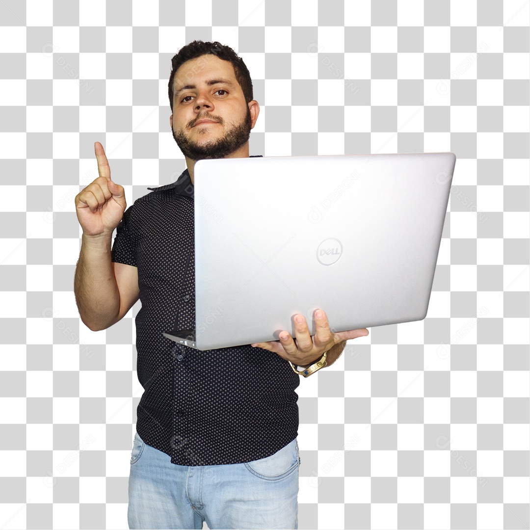 Homem com Notebook PNG Transparente