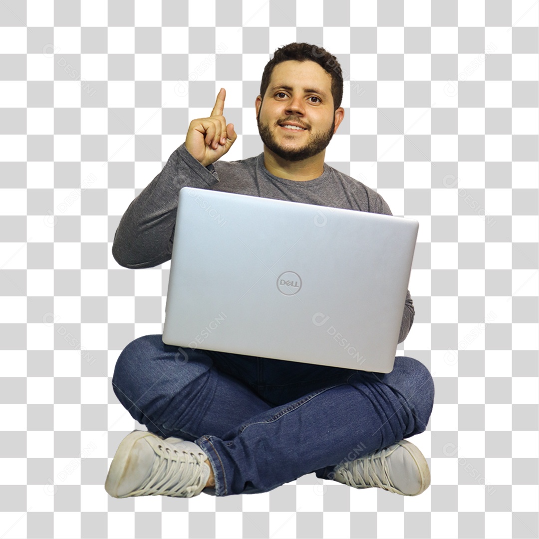Homem com Notebook PNG Transparente