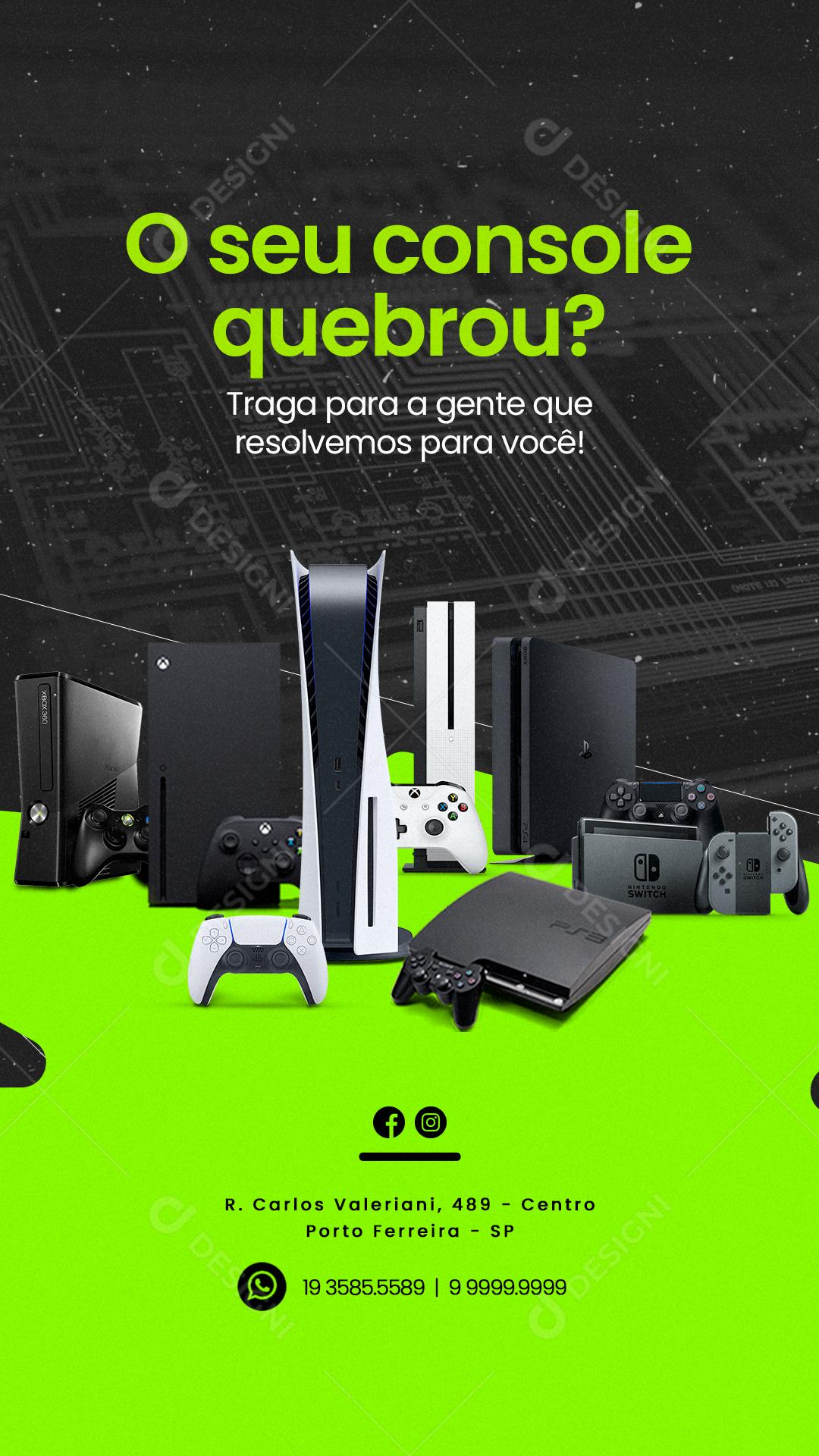 Story O seu Console Quebrou Eletrônicos Social Media PSD Editável