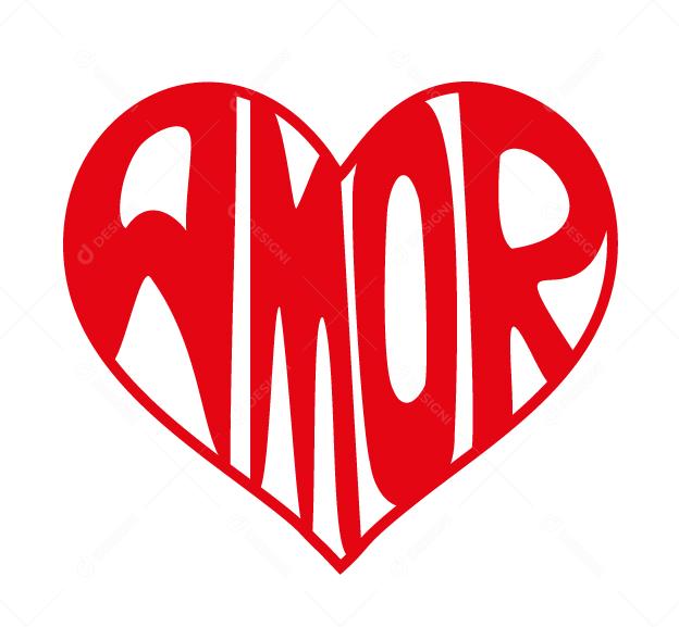 Ilustração de Texto em formo da coração Vetor EPS