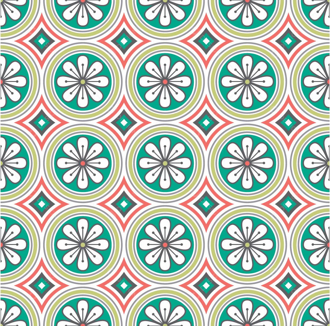 Ornamento Medalhão de flores brancas sobre fundo verde