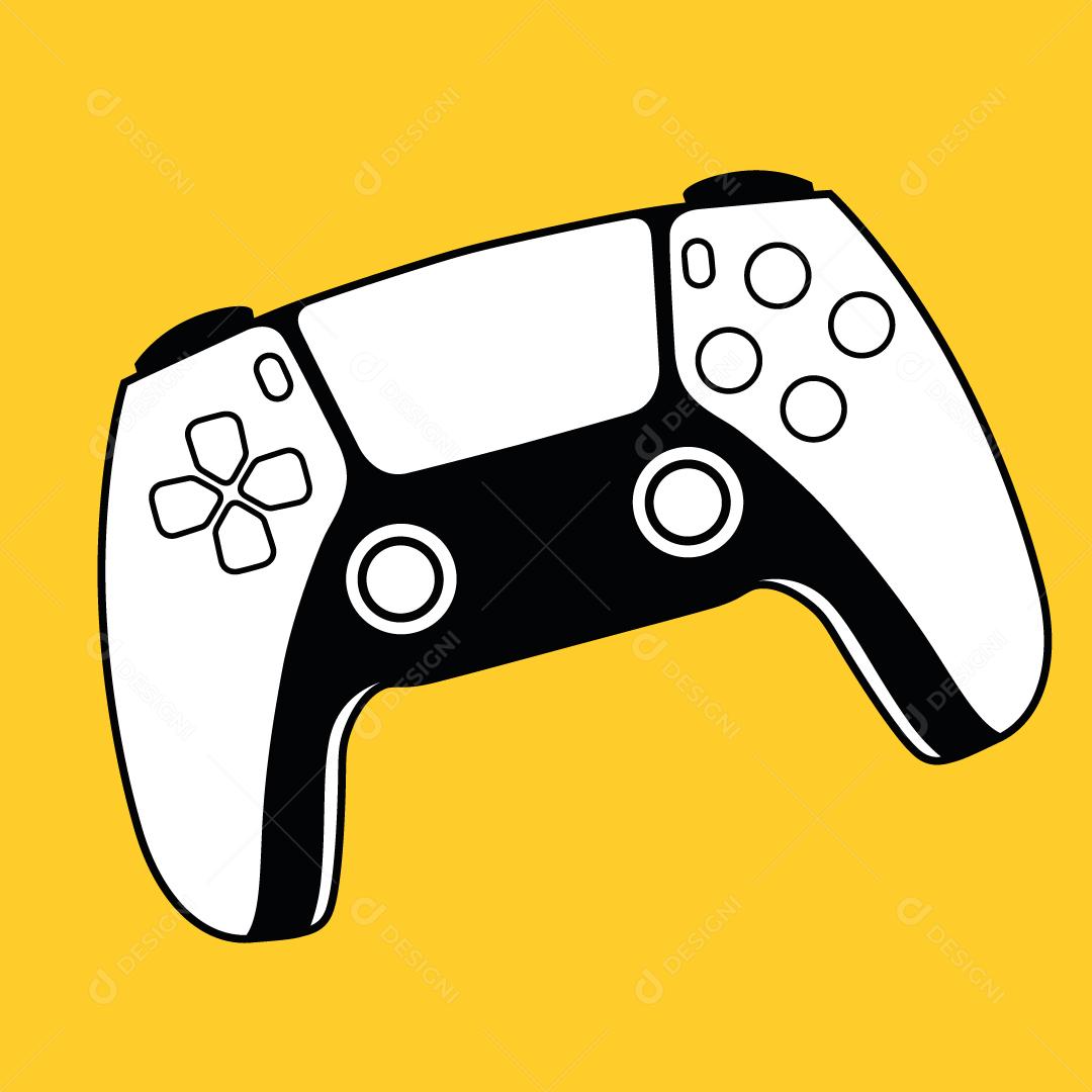 Controle de jogo vetorial de gamepad em fundo amarelo
