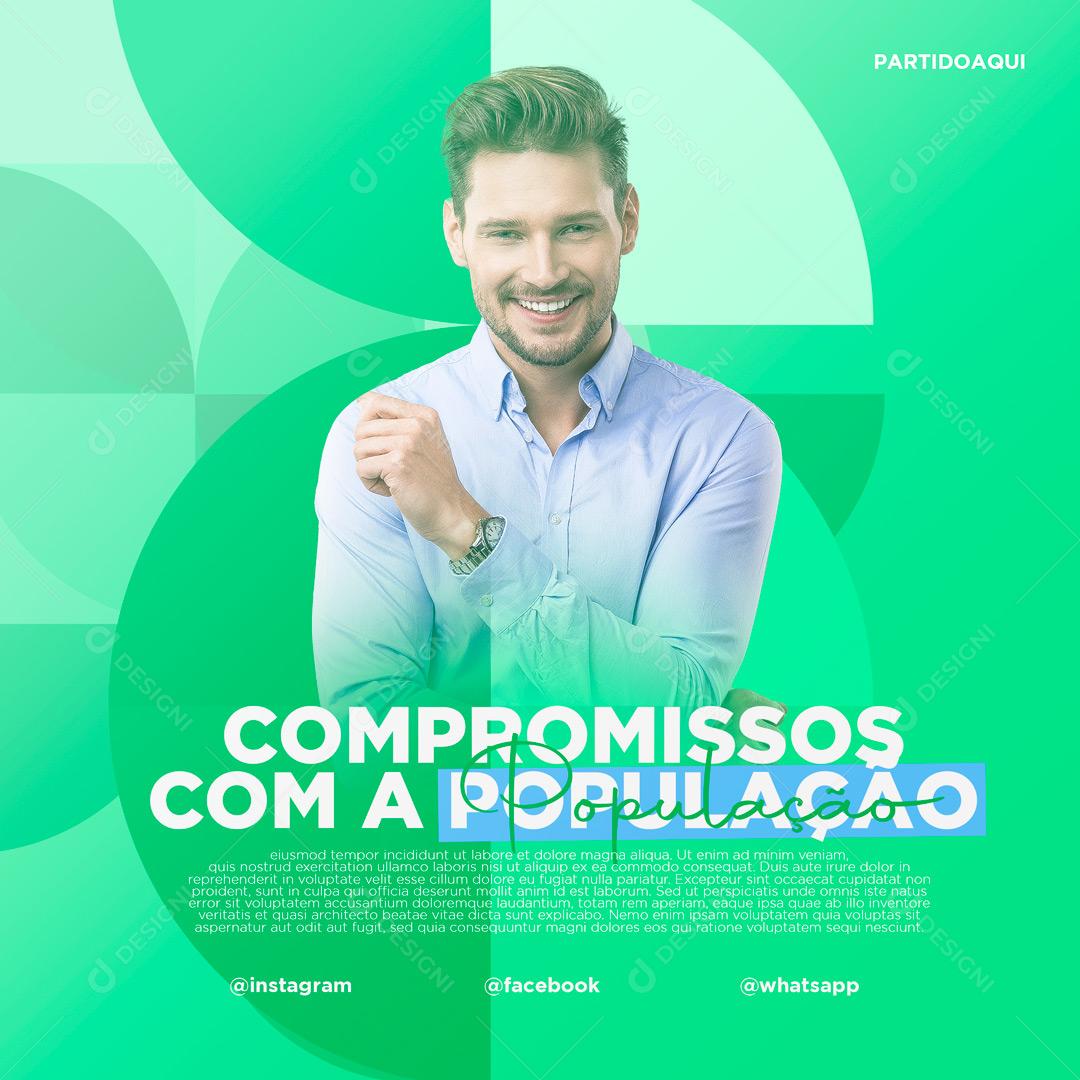 Post Política Compromissos Com a População Social Media PSD Editável