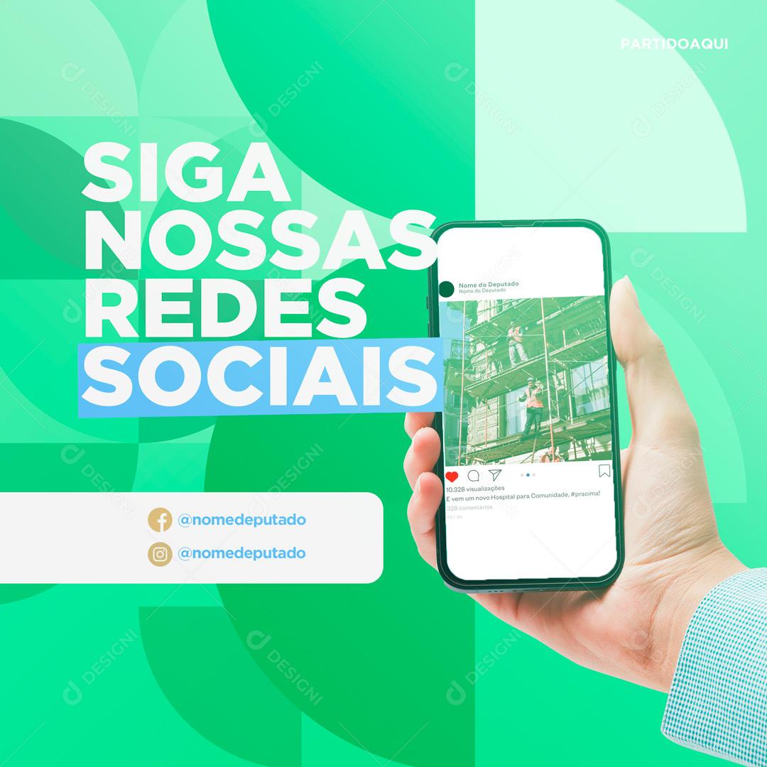Post Política Siga Nossas Redes Sociais Media PSD Editável