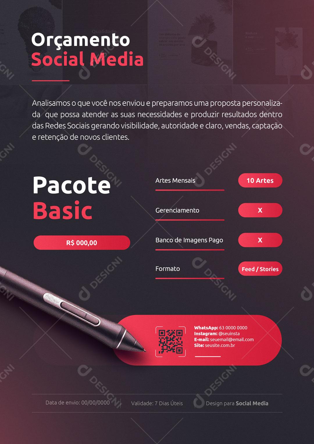 Orçamento Social Media A4 PSD Editável