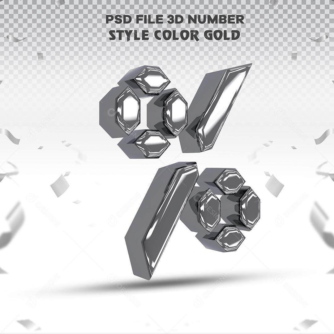 Porcentagem Prata 3D Para Composição PSD