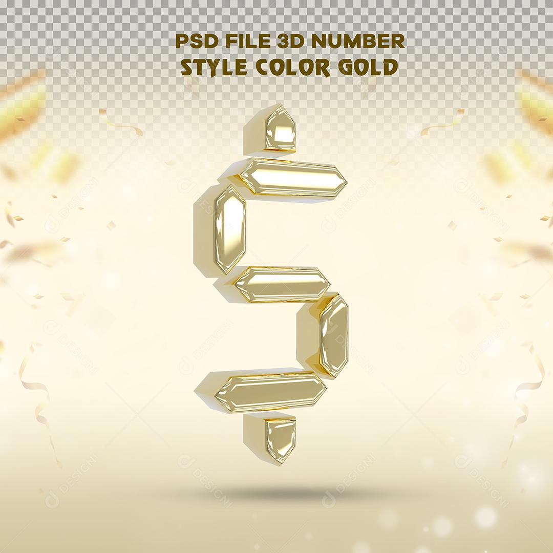 Cifrão 3D Dourado Elemento para Composição PSD
