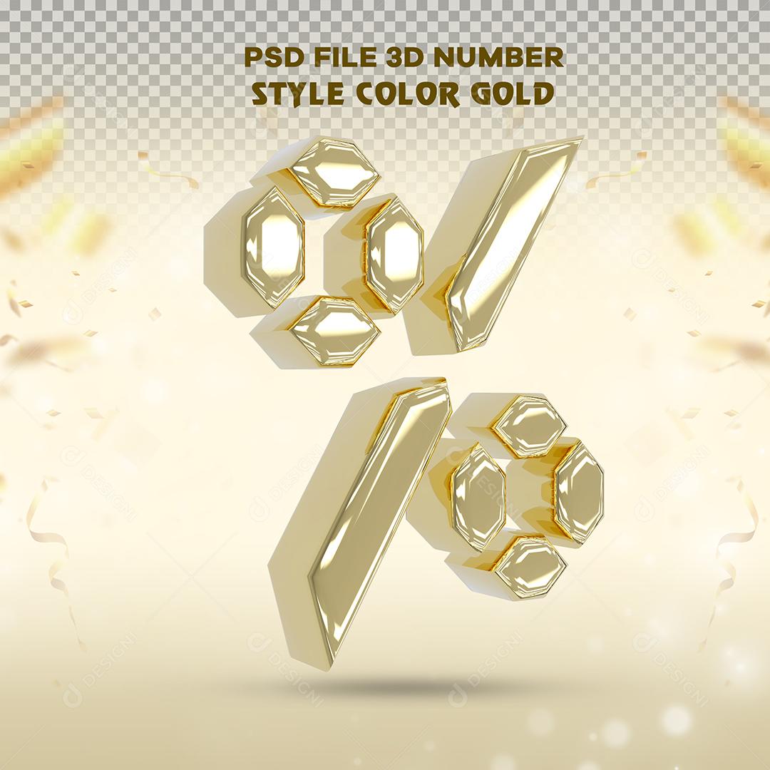 Porcentagem Dourado 3D Para Composição PSD