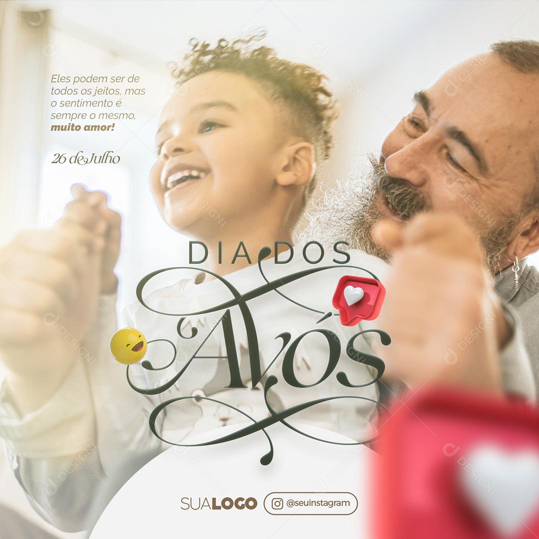 Eles podem ser de Todos os Jeitos Dia dos Avós Social Media PSD Editável