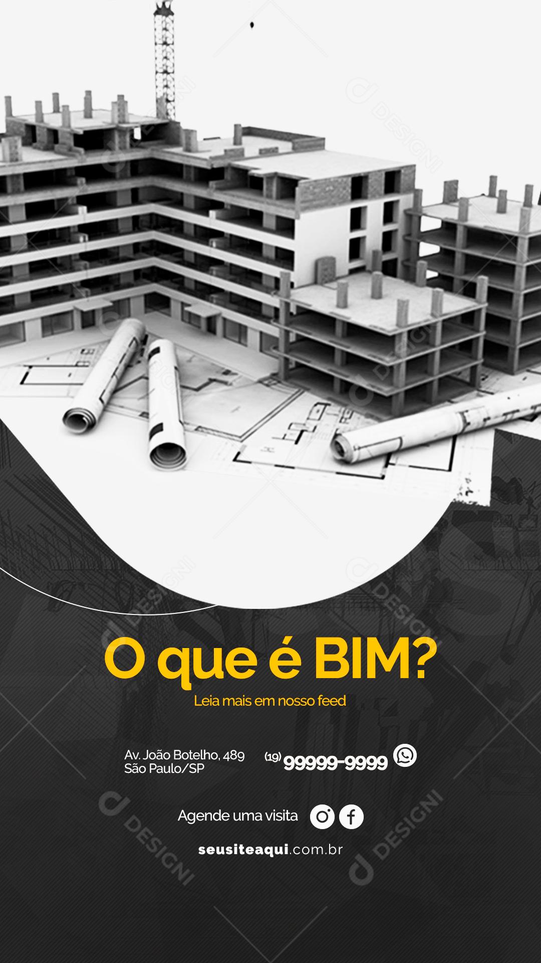 Story O que é BIM Engenharia Social Media PSD Editável