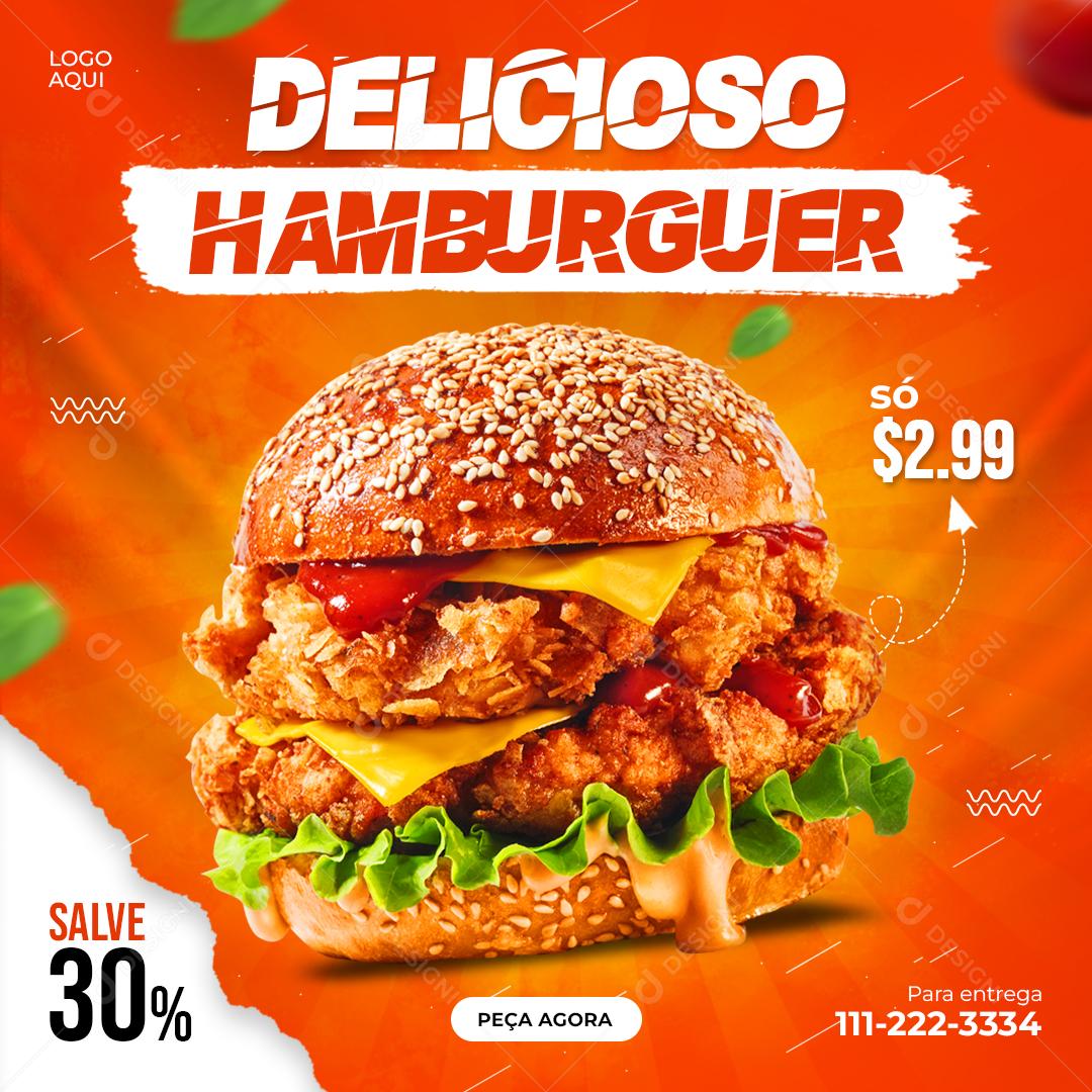 Social Media Lanchonete Delicioso Hambúrguer PSD Editável