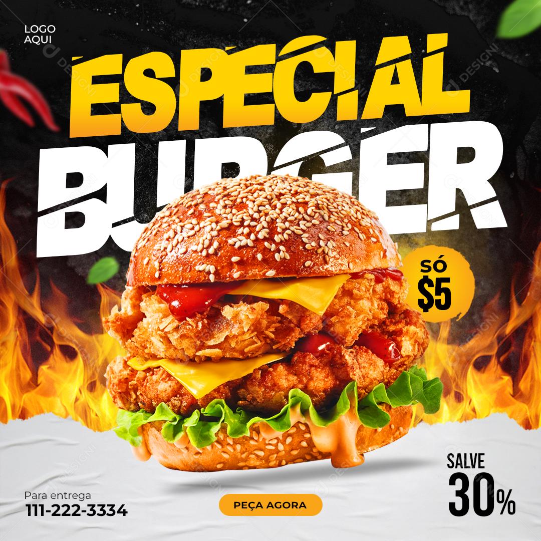 Social Media Hambúrgueria Especial Burger PSD Editável