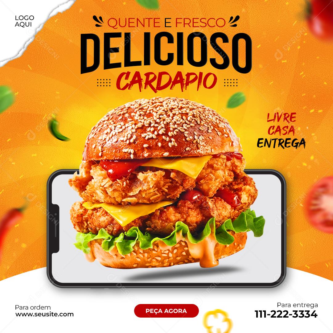 Social Media Hambúrguer Quente e Fresco Burger PSD Editável