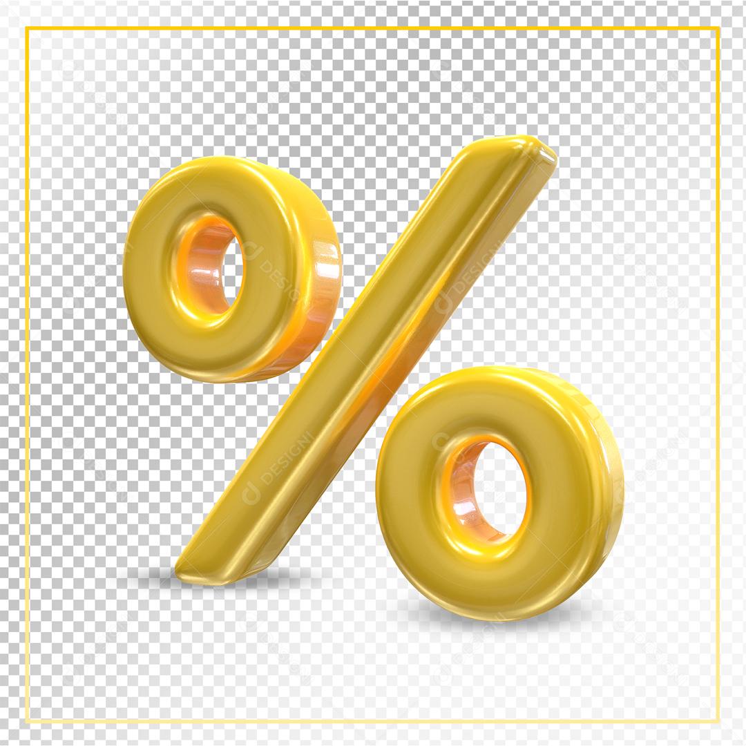 Porcentagem Dourado 3D Para Composição PSD