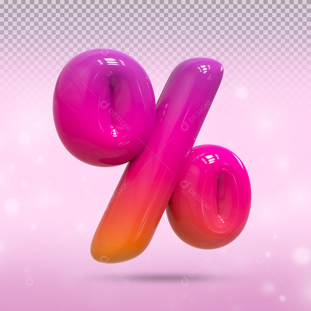 Balão de Porcentagem 3D cor do Instagram Para Composição PSD