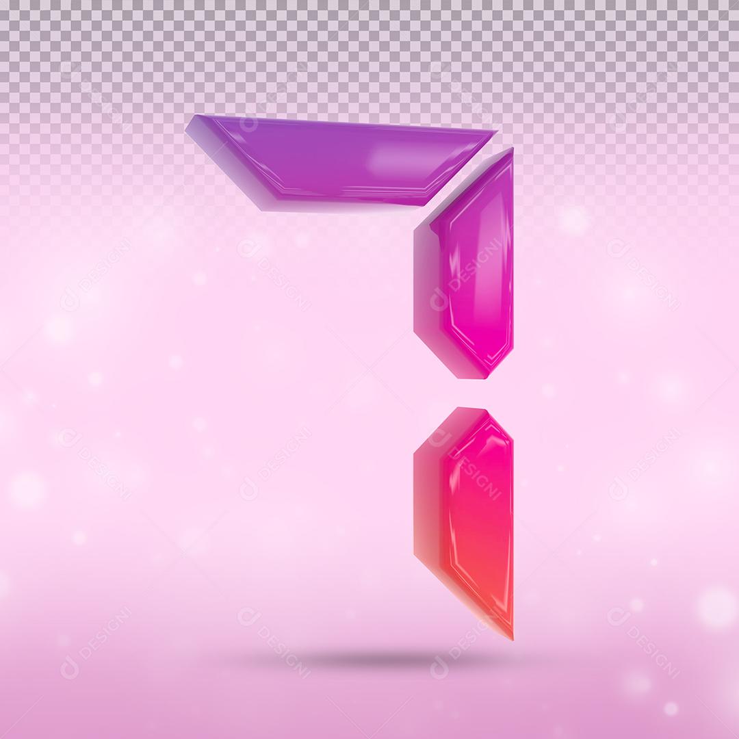 Número 3D 7 Com cor do Instagram Elemento Para composição PSD