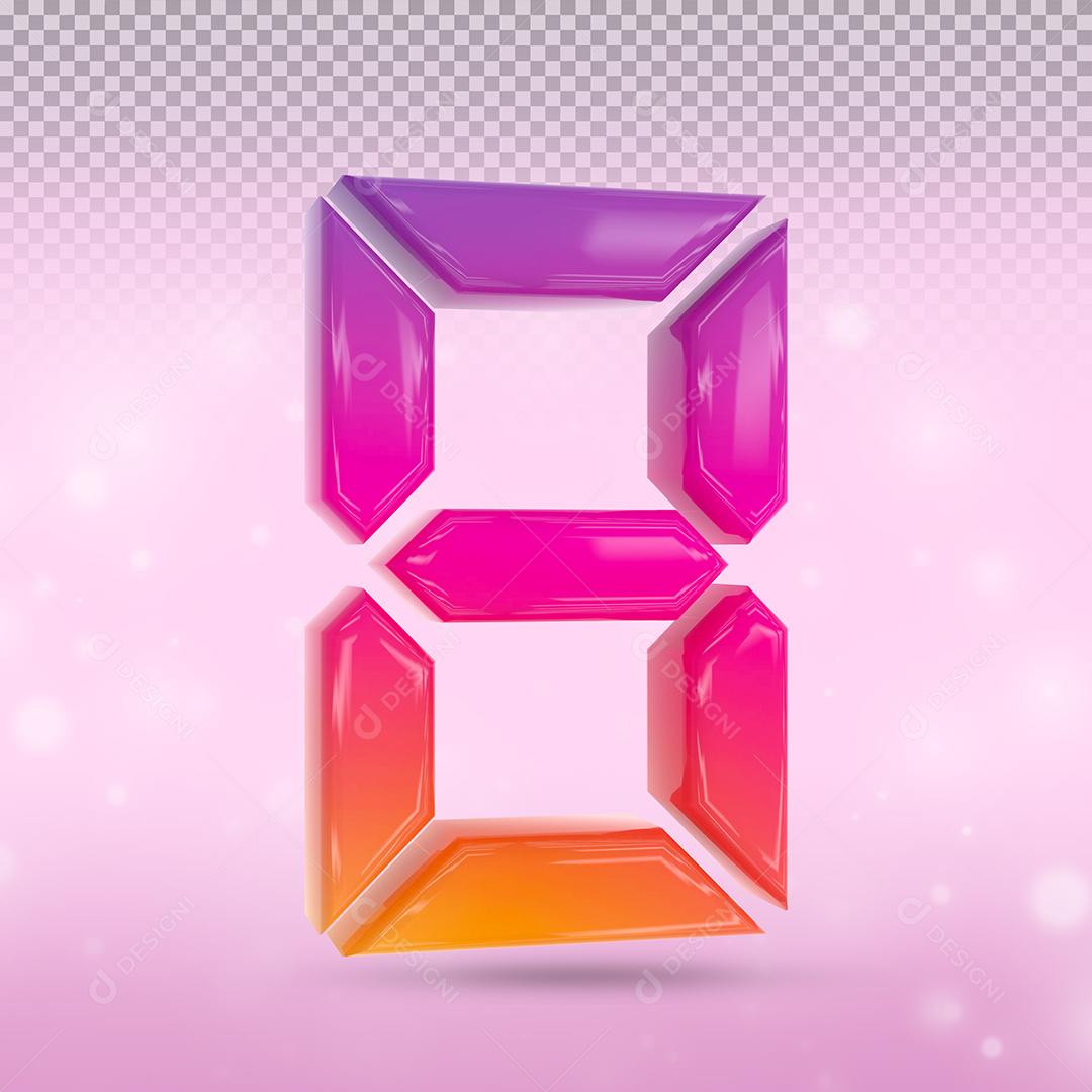 Número 3D 8 Com cor do Instagram Elemento Para composição PSD