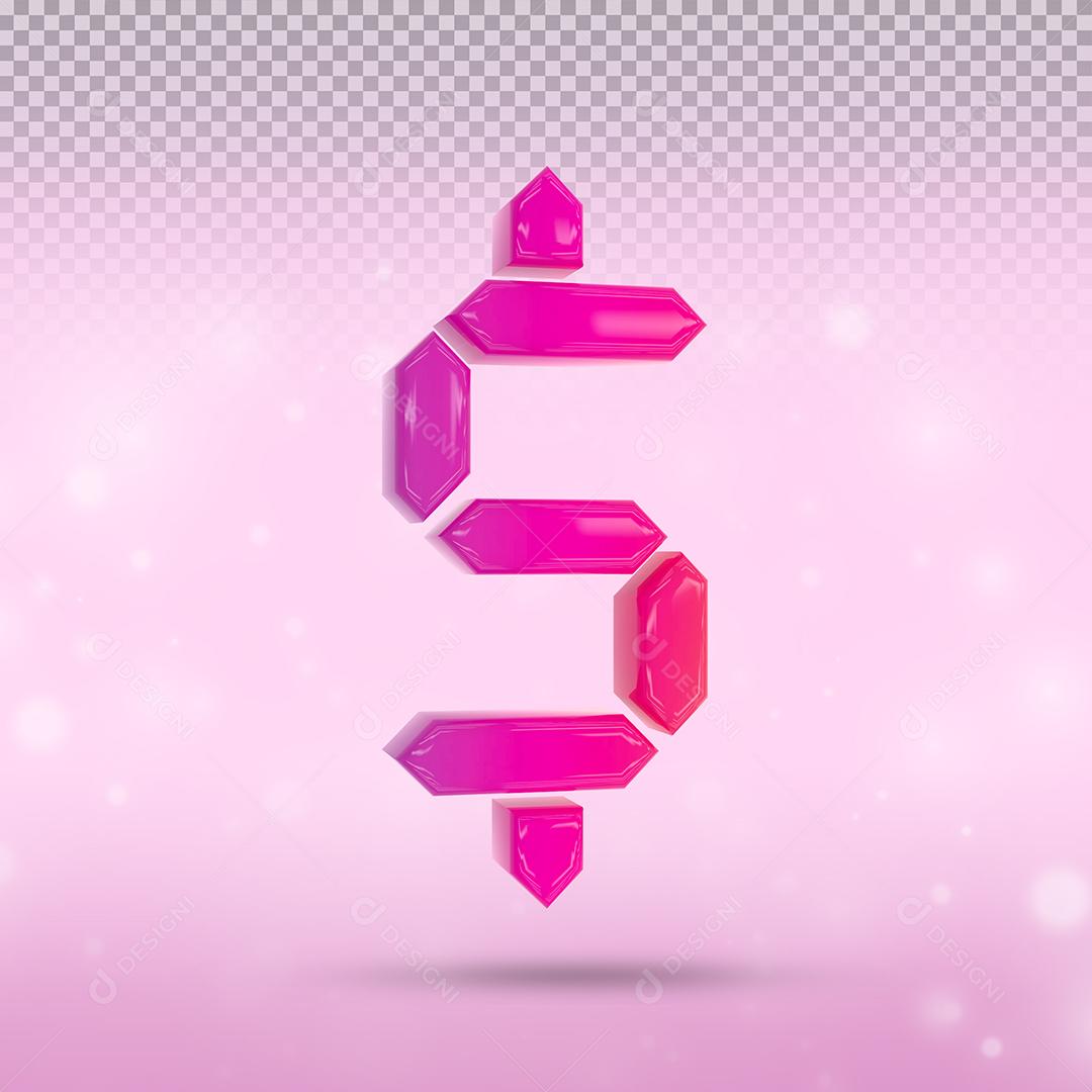 Cifrão 3D Cor de Instagram Elemento para Composição PSD