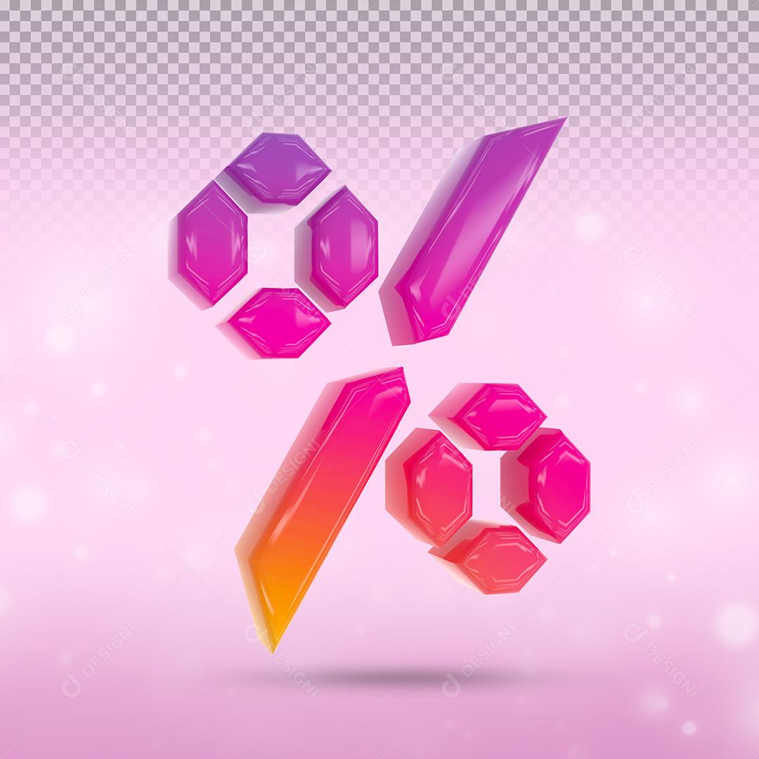 Porcentagem 3D cor de Instagram Para Composição PSD