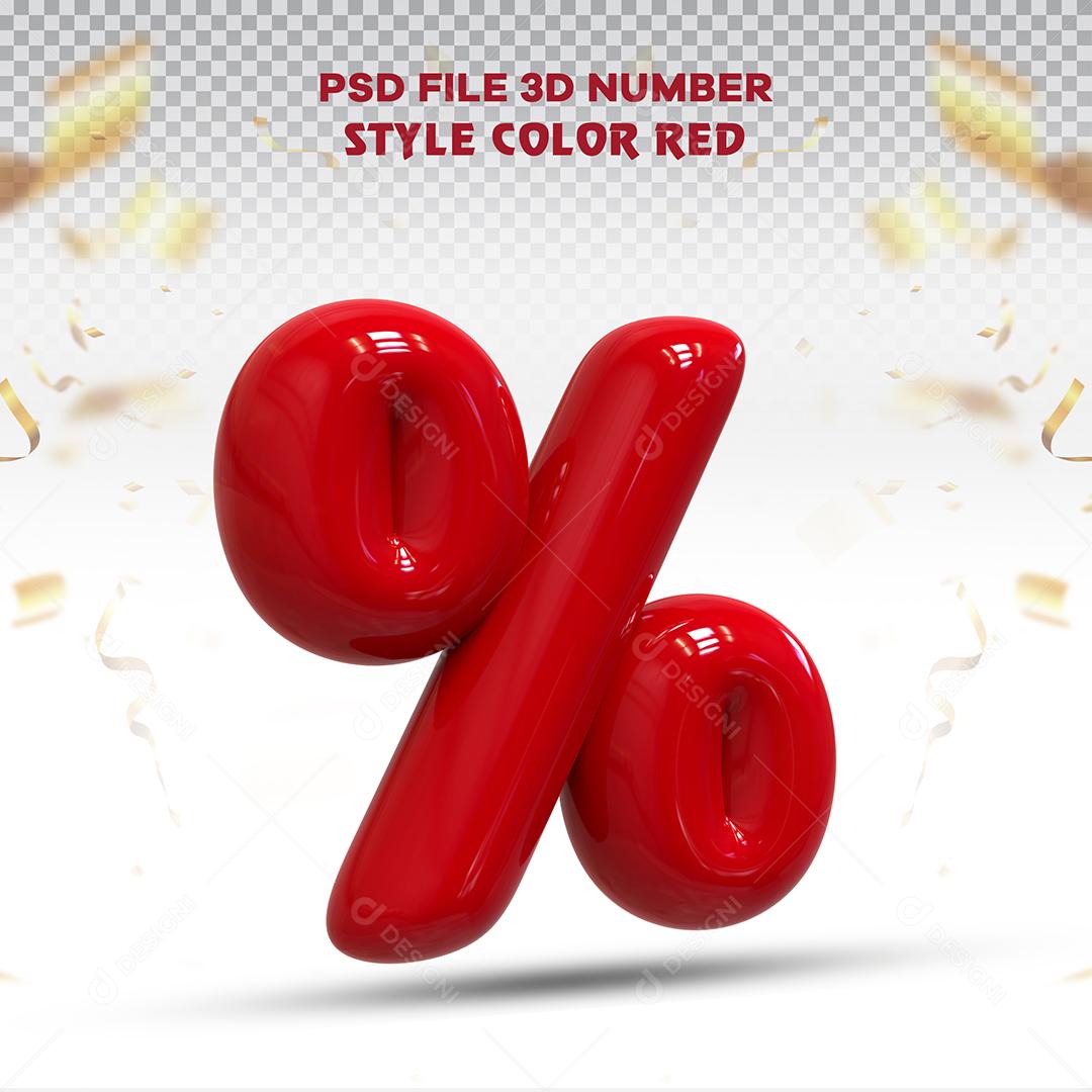 Balão 3D de Porcentagem Vermelho Elemento Para Composição PSD