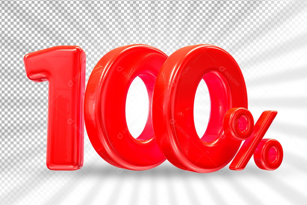 Número 3D 100% Vermelho Elemento Para Composição PSD