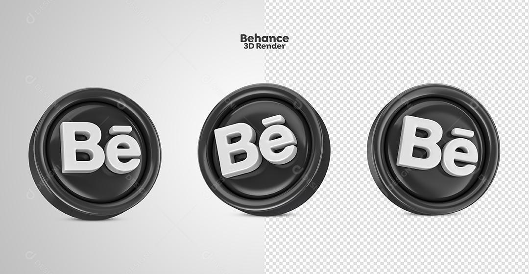 Ícone 3D Behance Para Composição PSD