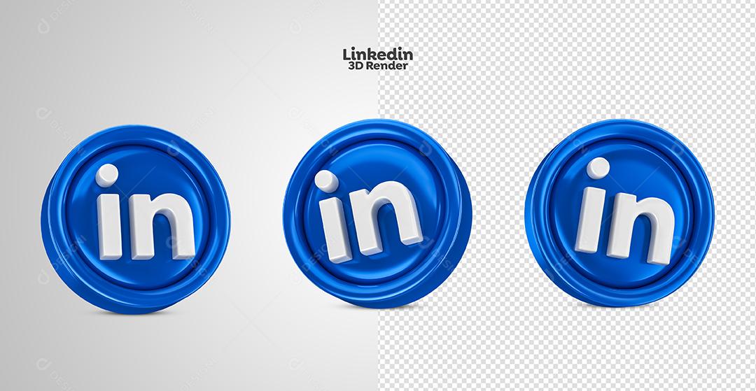 Ícone 3D Linkedin Para Composição PSD