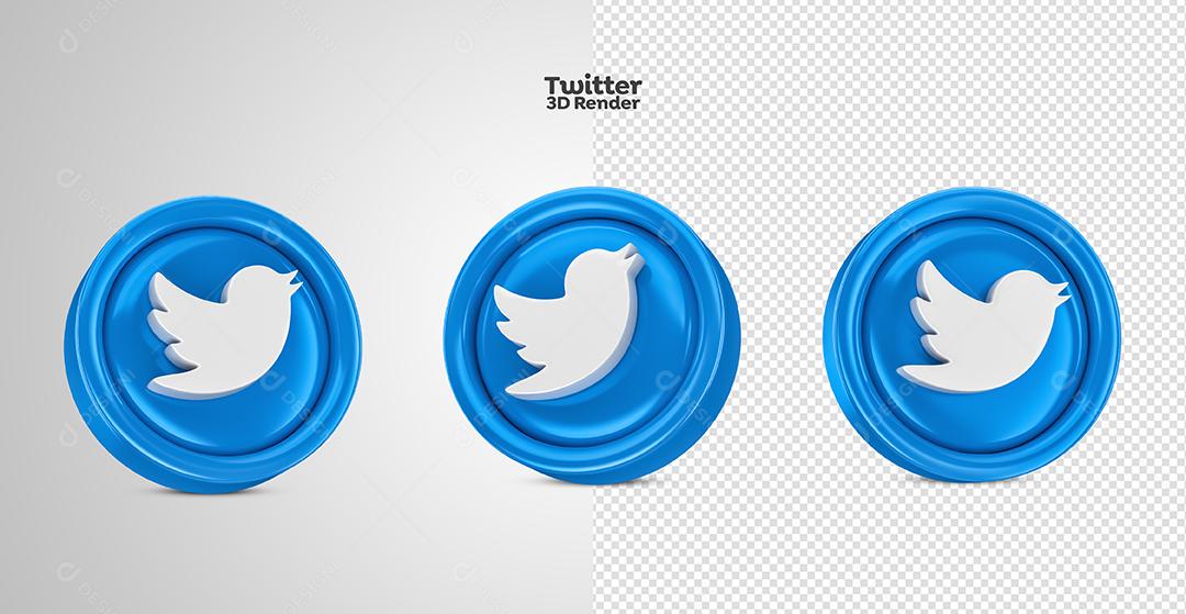 Ícone 3D Twitter Para Composição PSD