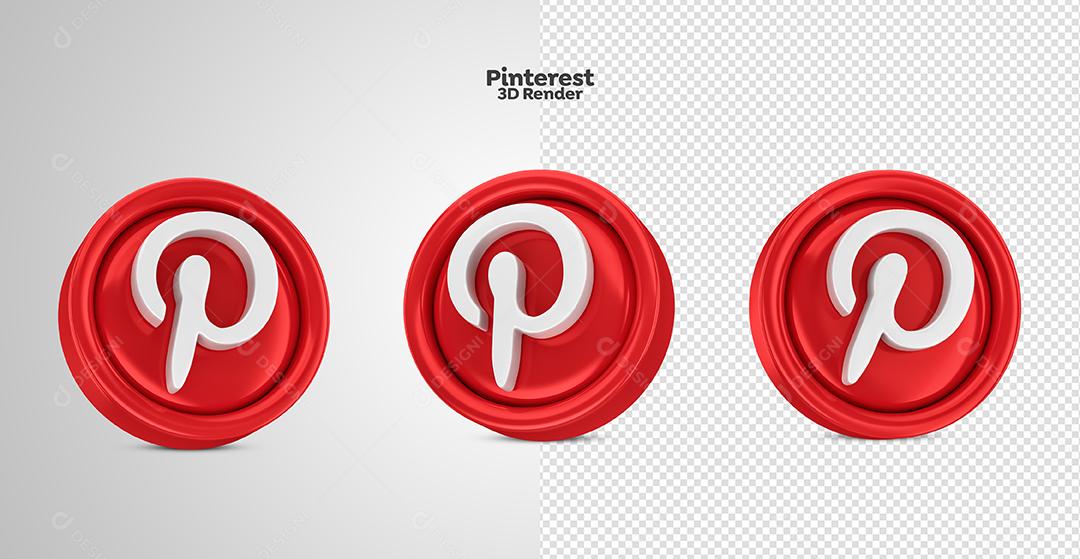 Ícone 3D Pinterest Para Composição PSD