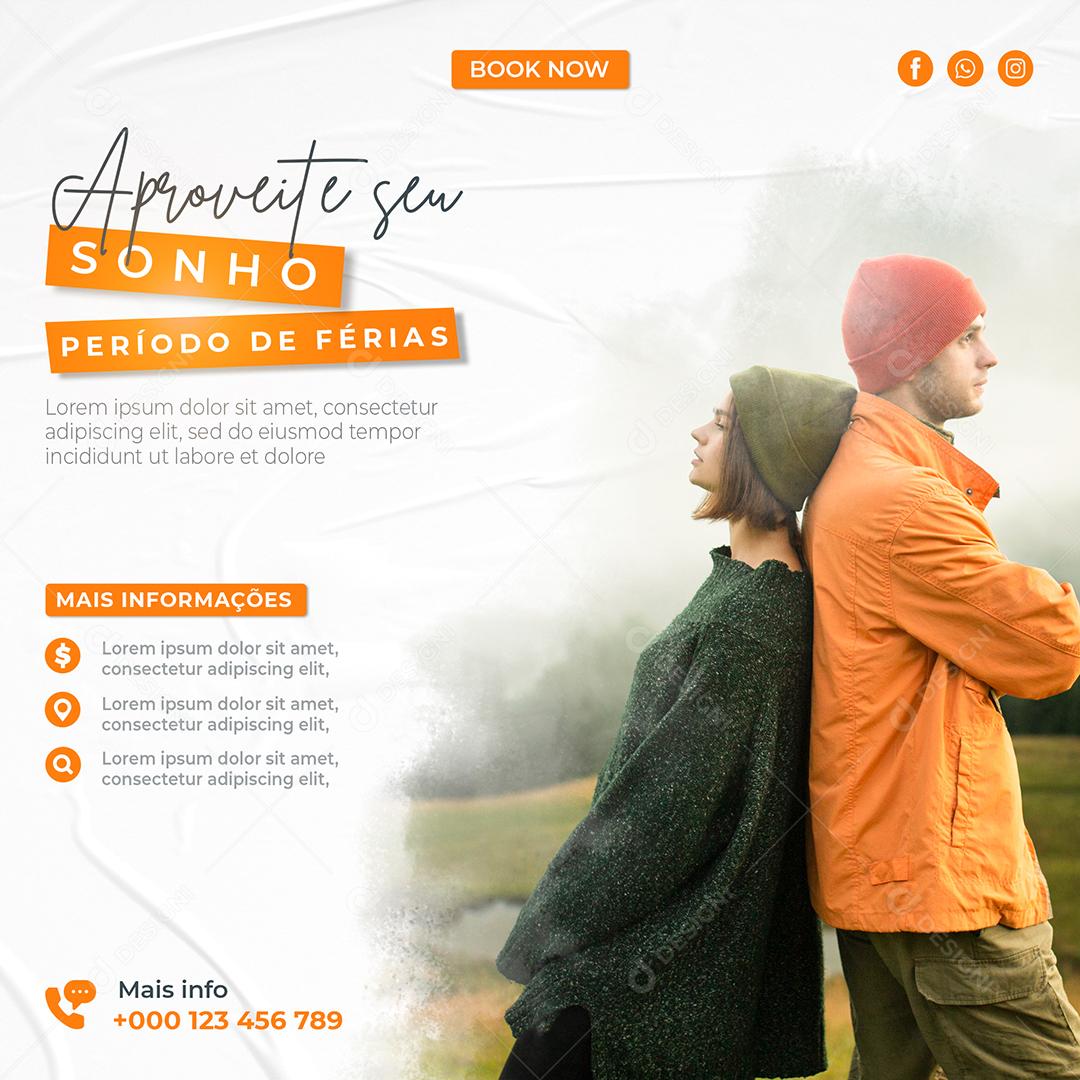 Social Media Viagem Aproveite Seu Sonho Período de Férias PSD Editável