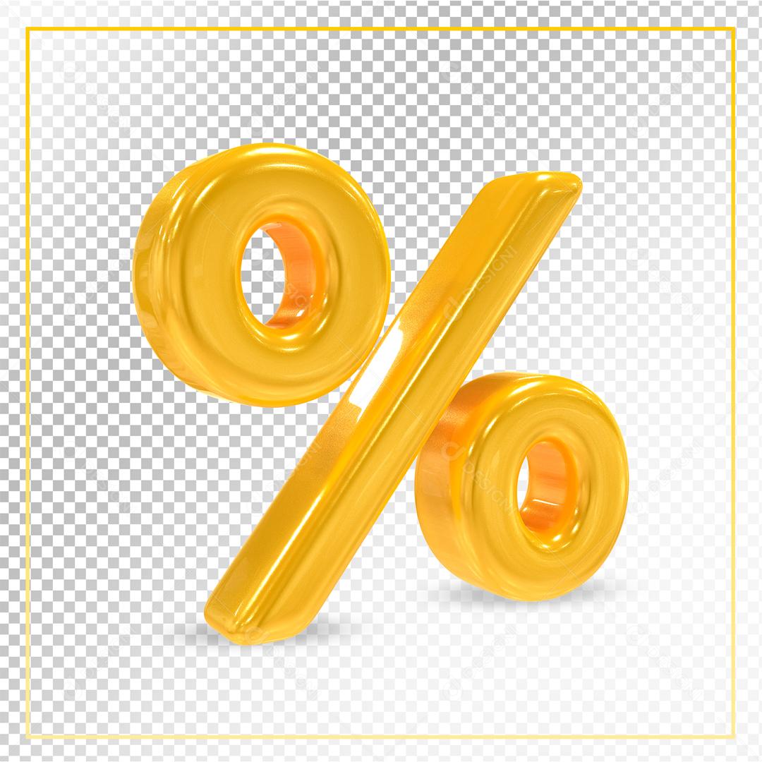 Porcentagem 3D Dourado Elemento Para Composição PSD