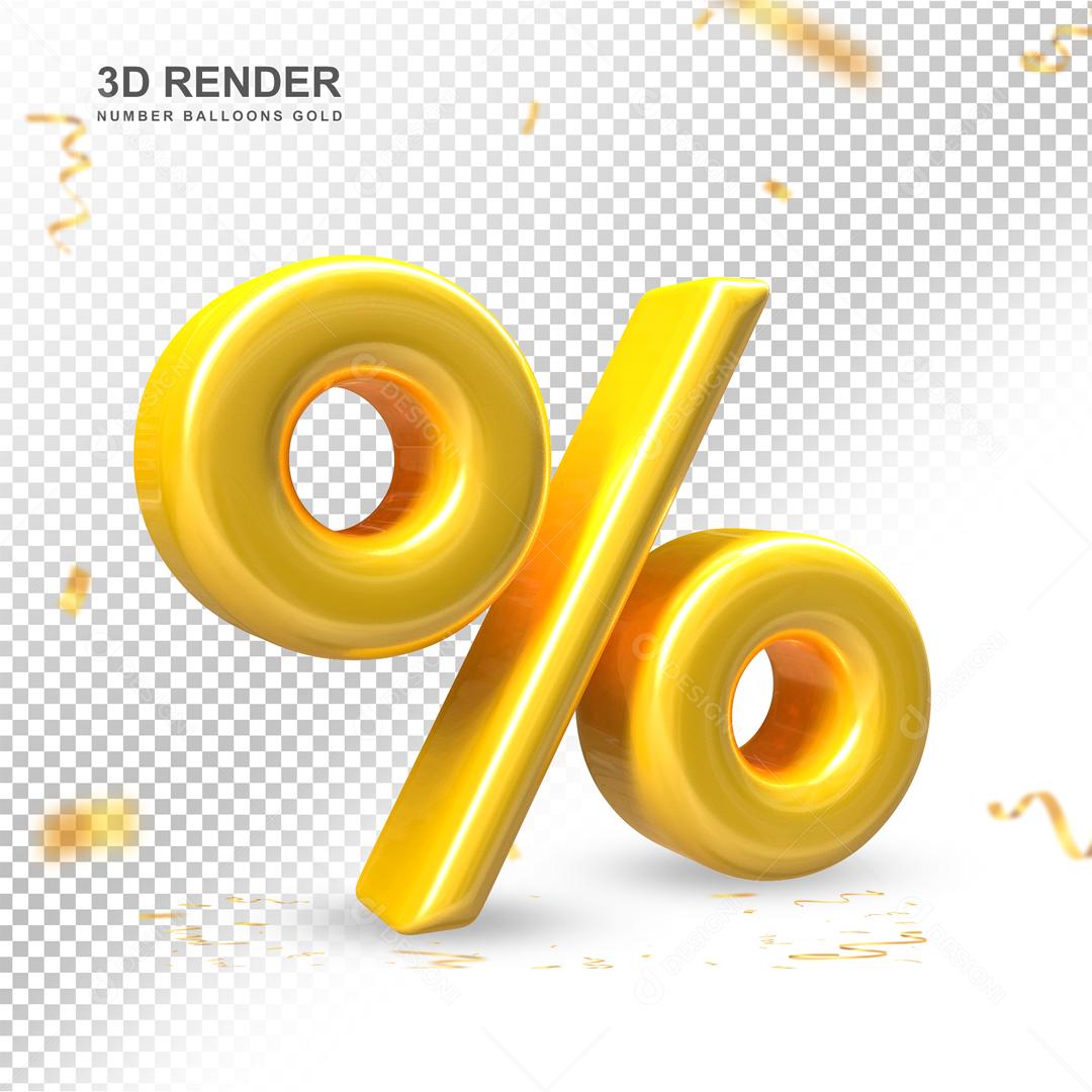 Porcentagem Dourado 3D Para Composição PSD