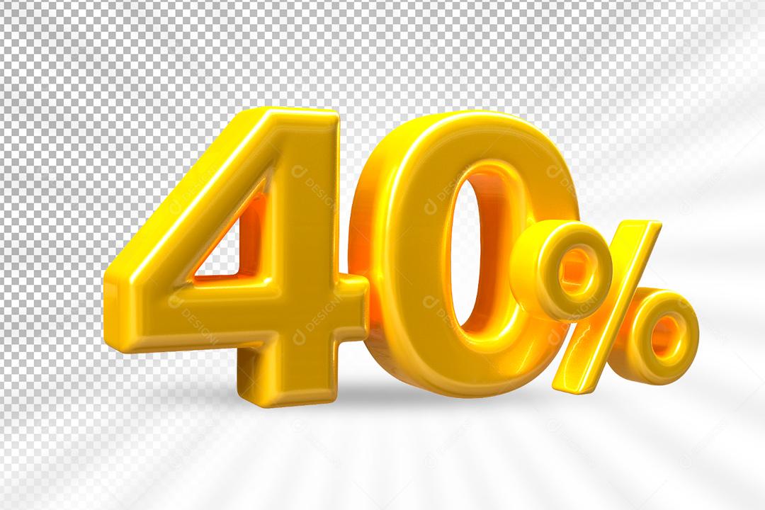 Número 3D 40% Dourado Elemento Para Composição PSD