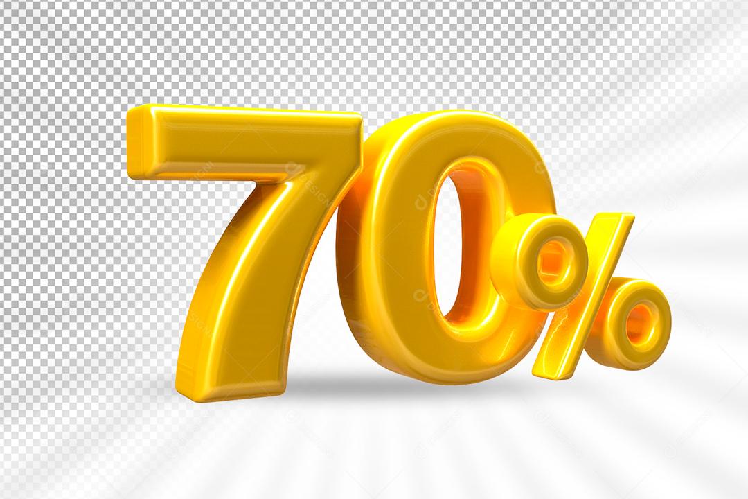 Número 3D 70% Dourado Elemento Para Composição PSD