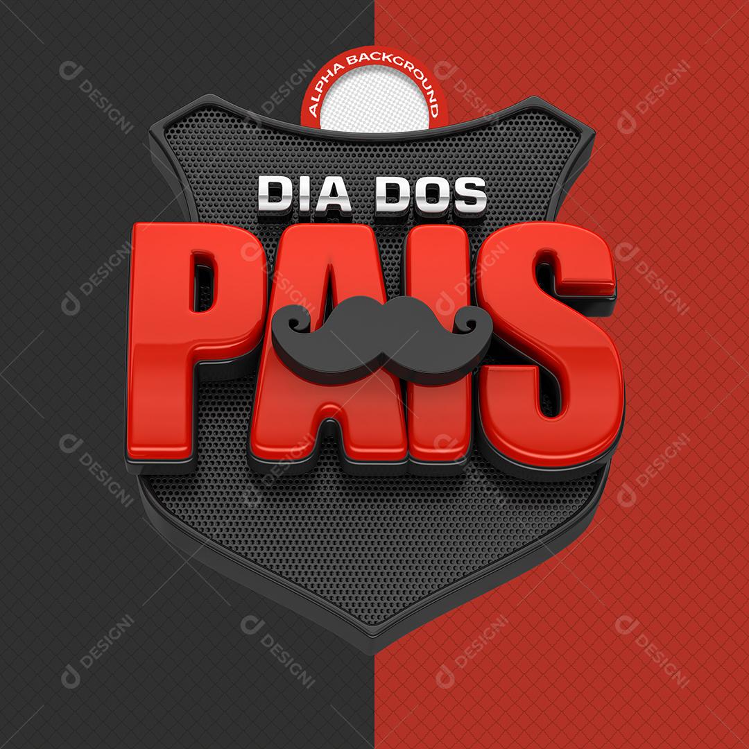 Brasão de Dia dos Pais Selo 3D Vermelho Para Composição PSD