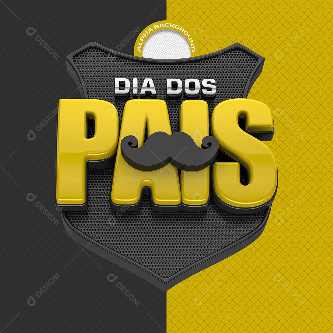 Brasão de Dia dos Pais Selo 3D Amarelo Para Composição PSD