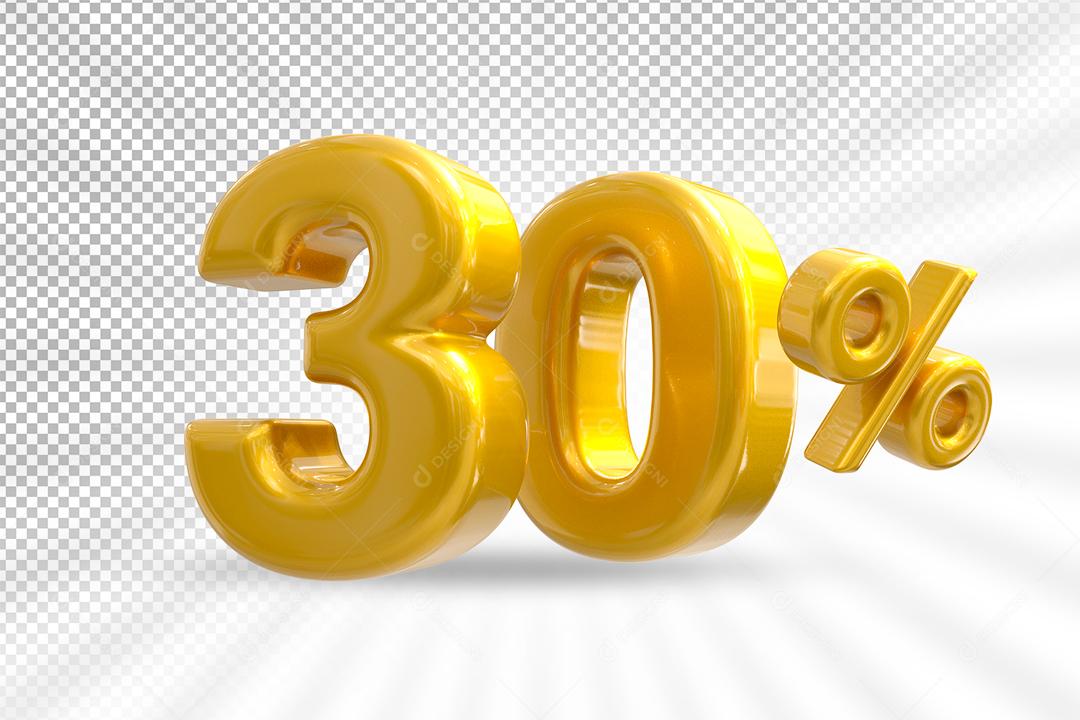 Número 3D 30% Dourado Elemento Para Composição PSD