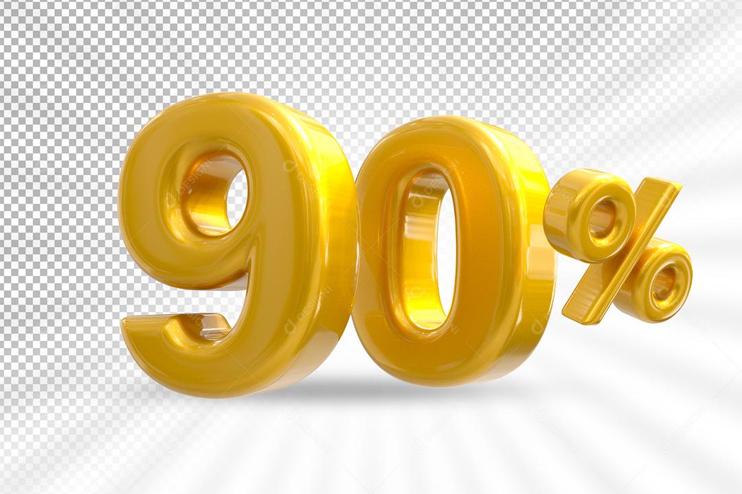 Número 3D 90% Dourado Elemento Para Composição PSD