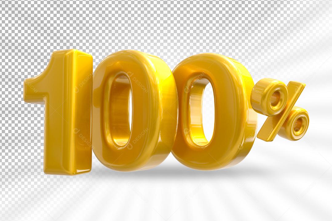 Número 3D 100% Dourado Elemento Para Composição PSD