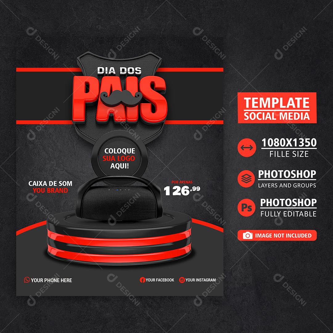 Social Media Template Father's Day Offers Stores Box JBL Editable PSD