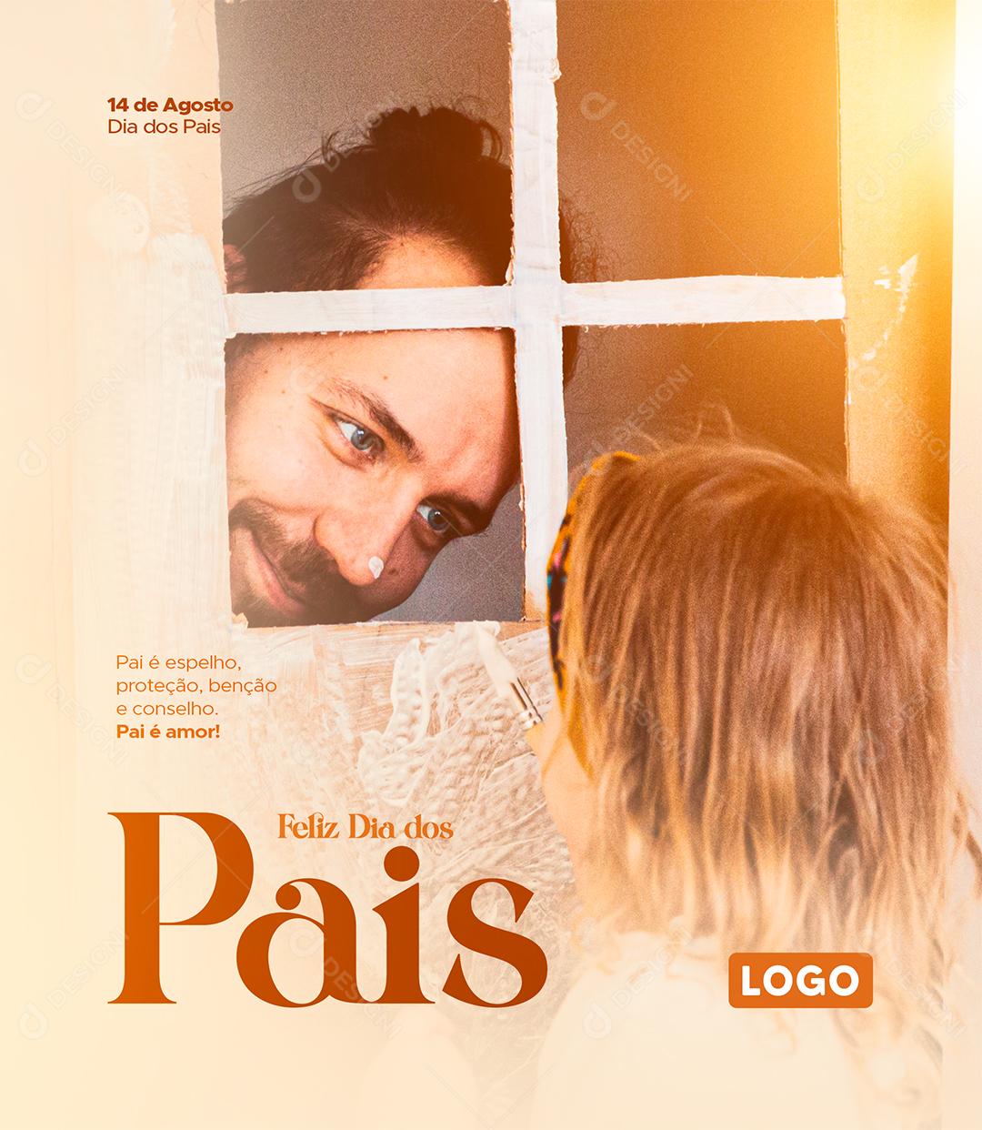 Social Media Pai é espelho proteção Dia dos Pais PSD Editável