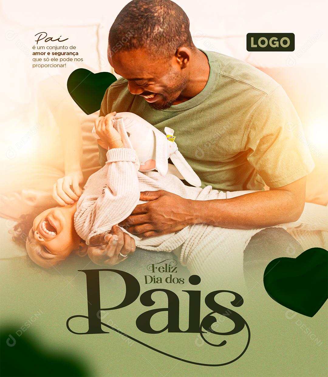 Social Media É um Conjunto de Amor e Segurança Dia dos Pais PSD Editável