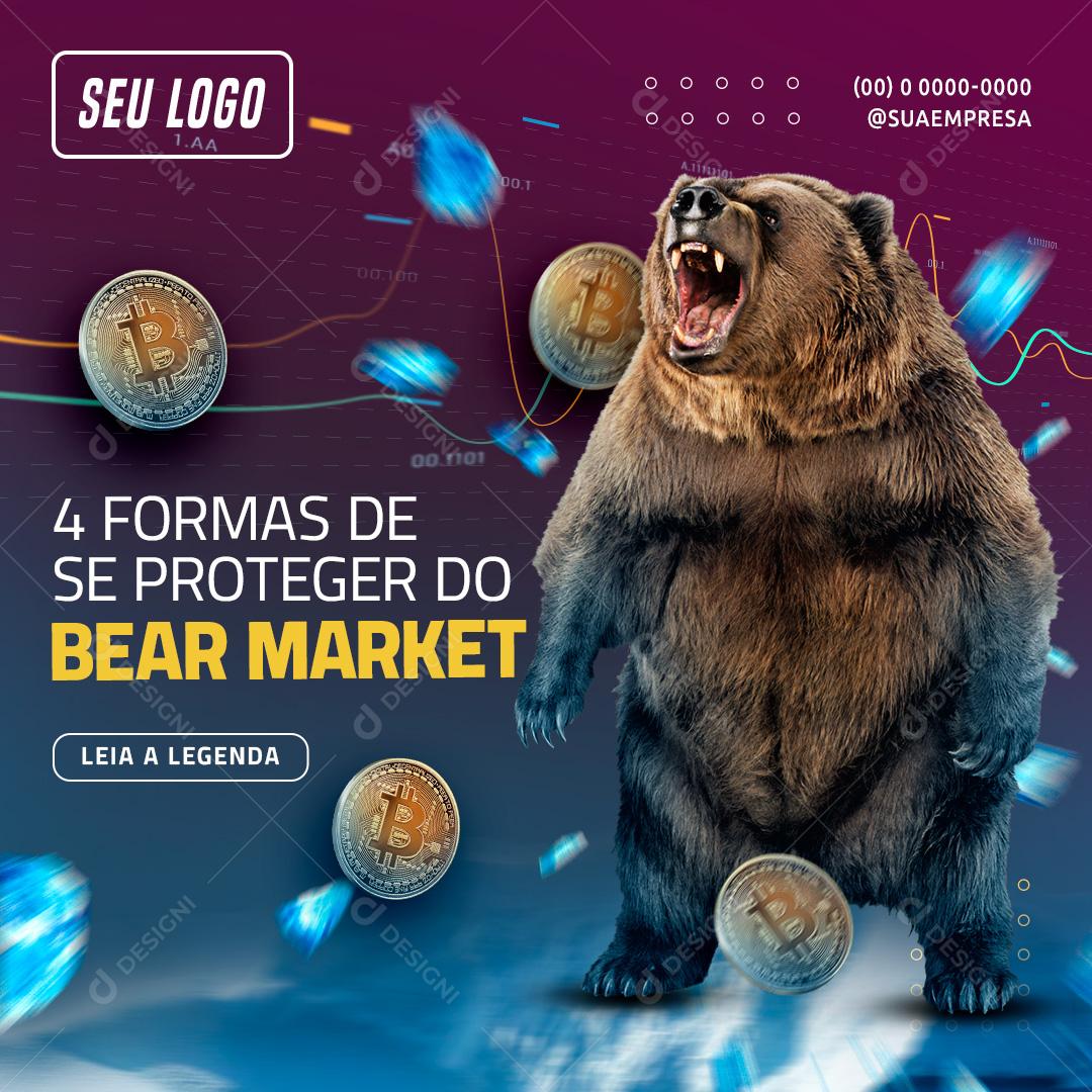 Social Media Investimento 4 Formas de Se proteger do Bear Market PSD Editável