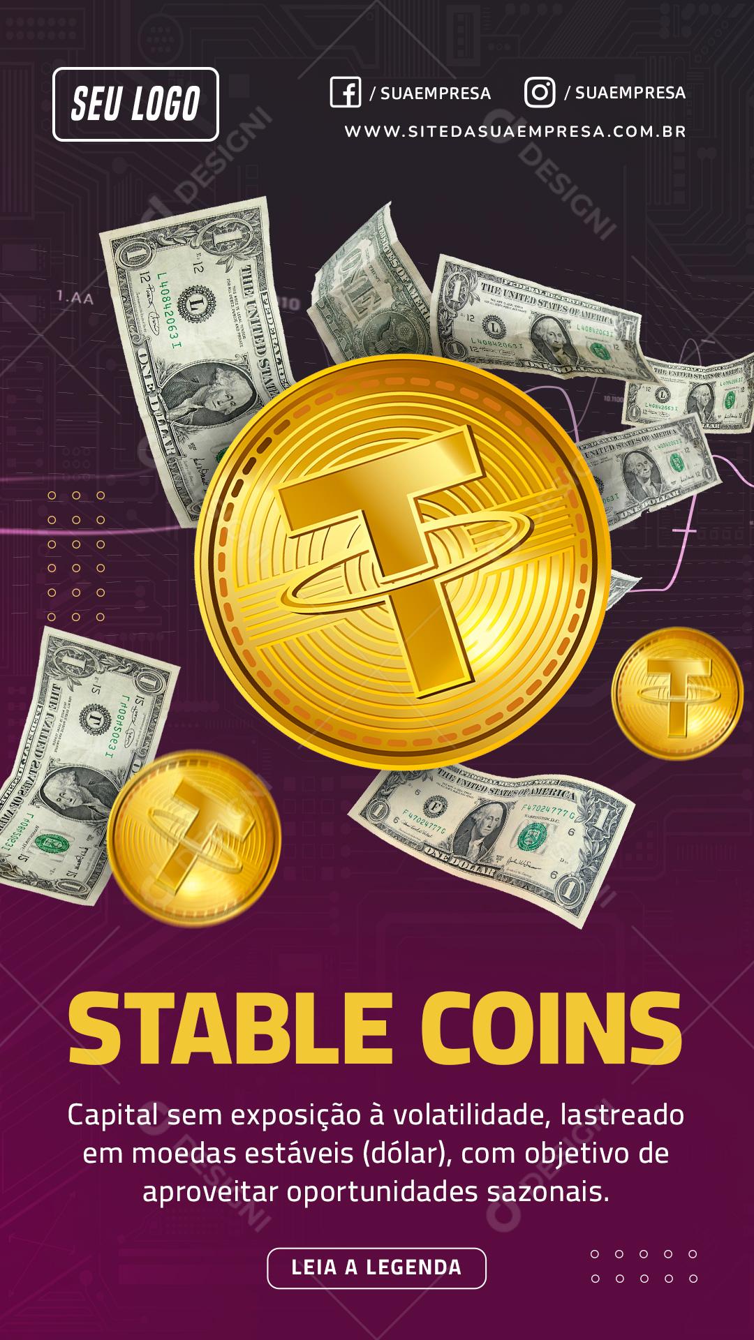 Story Stable Coins Investimento Social Media PSD Editável