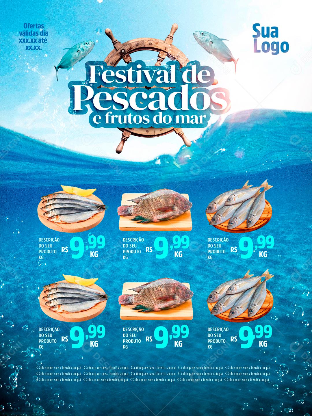 Encarte Festival de Pescados é Frutos do Mar PSD Editável