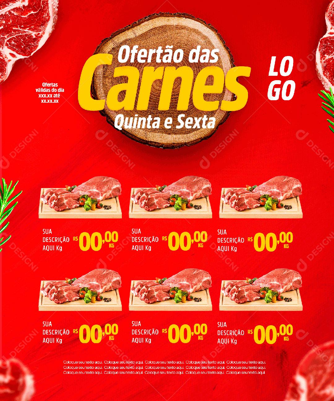 Encartes Ofertas das Carnes Quinta e Sexta Açougue Casa de Carne PSD Editável