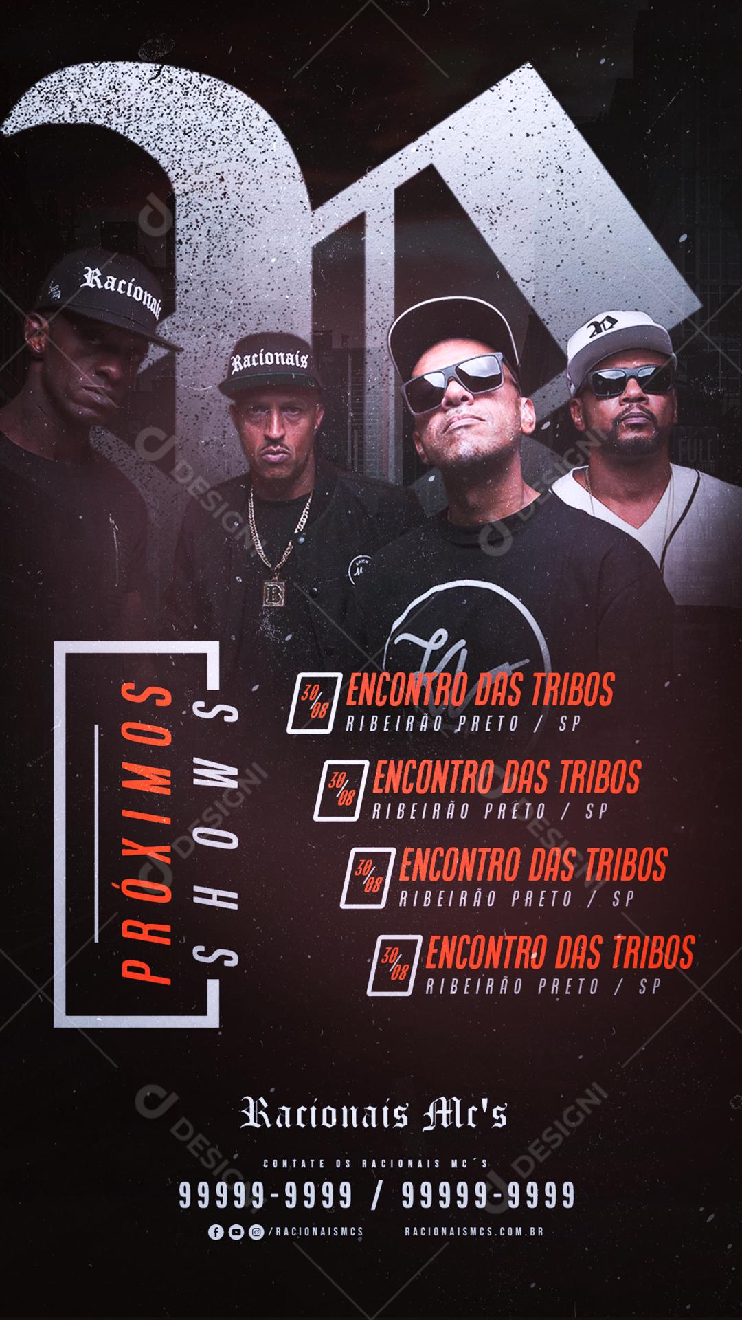 Story Próximos Shows Racionais Mc´s Flyer Social Media PSD Editável