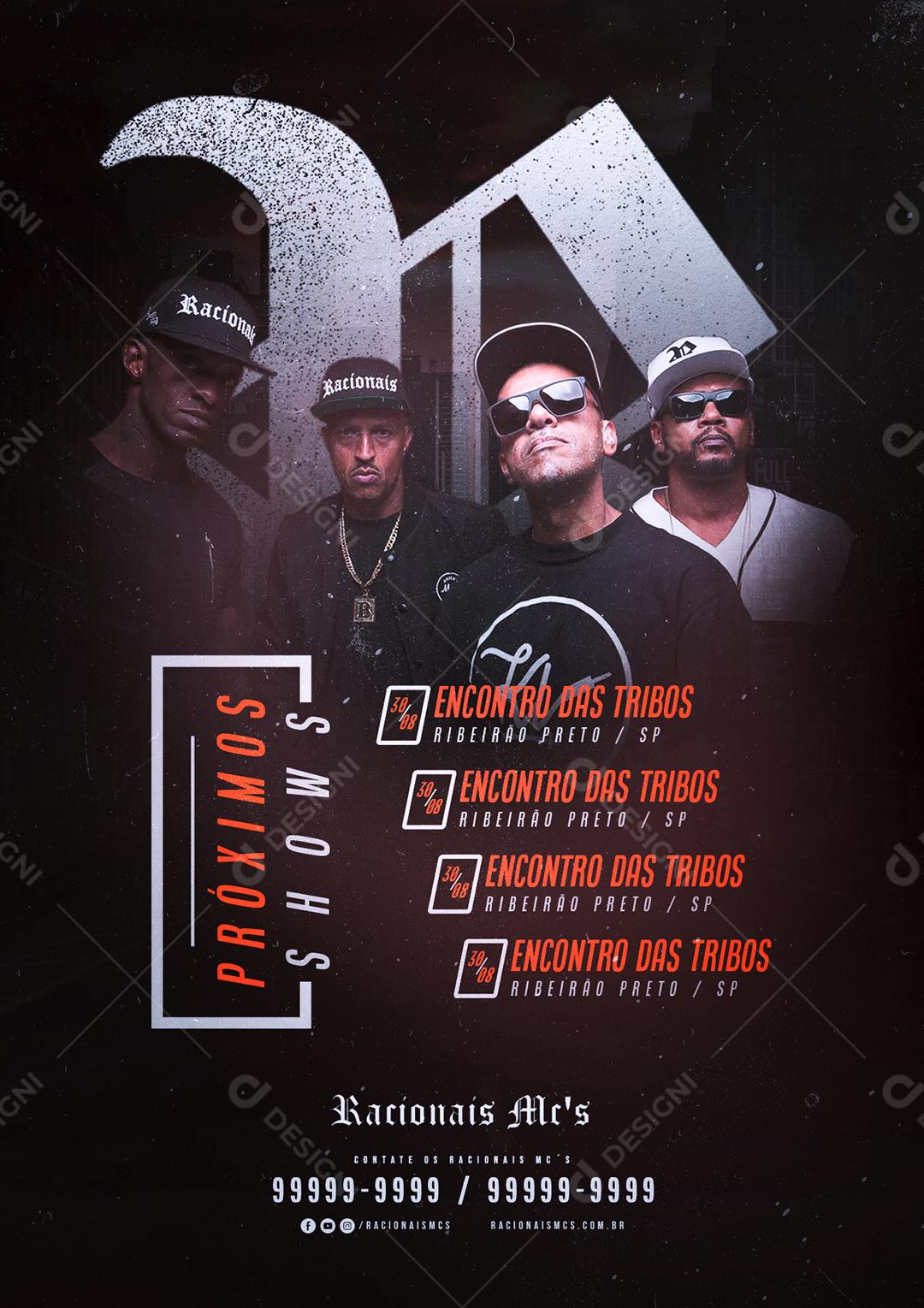 Social Media Próximos Shows Racionais Mc´s Flyer PSD Editável