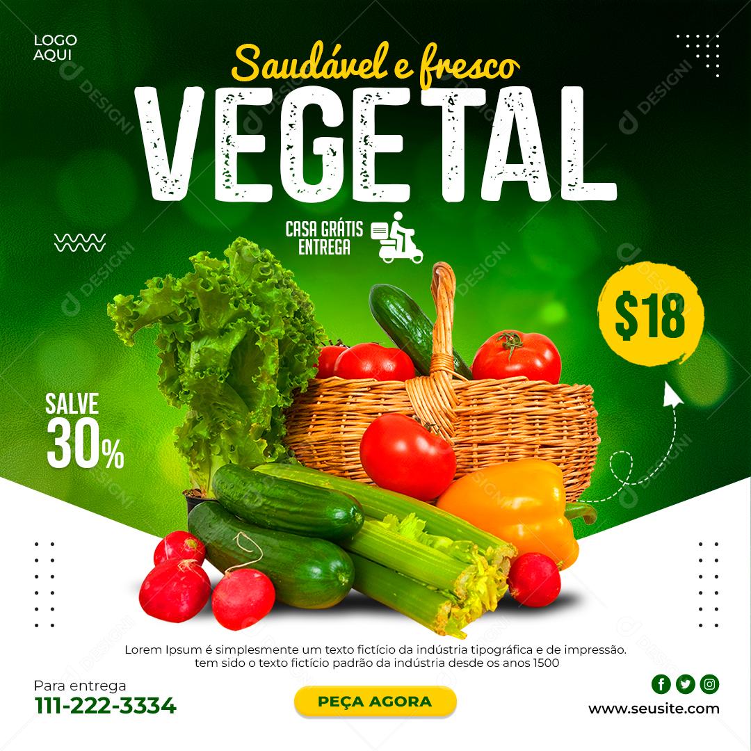 Social Media Hortifruti Saudável e Fresco Vegetal PSD Editável