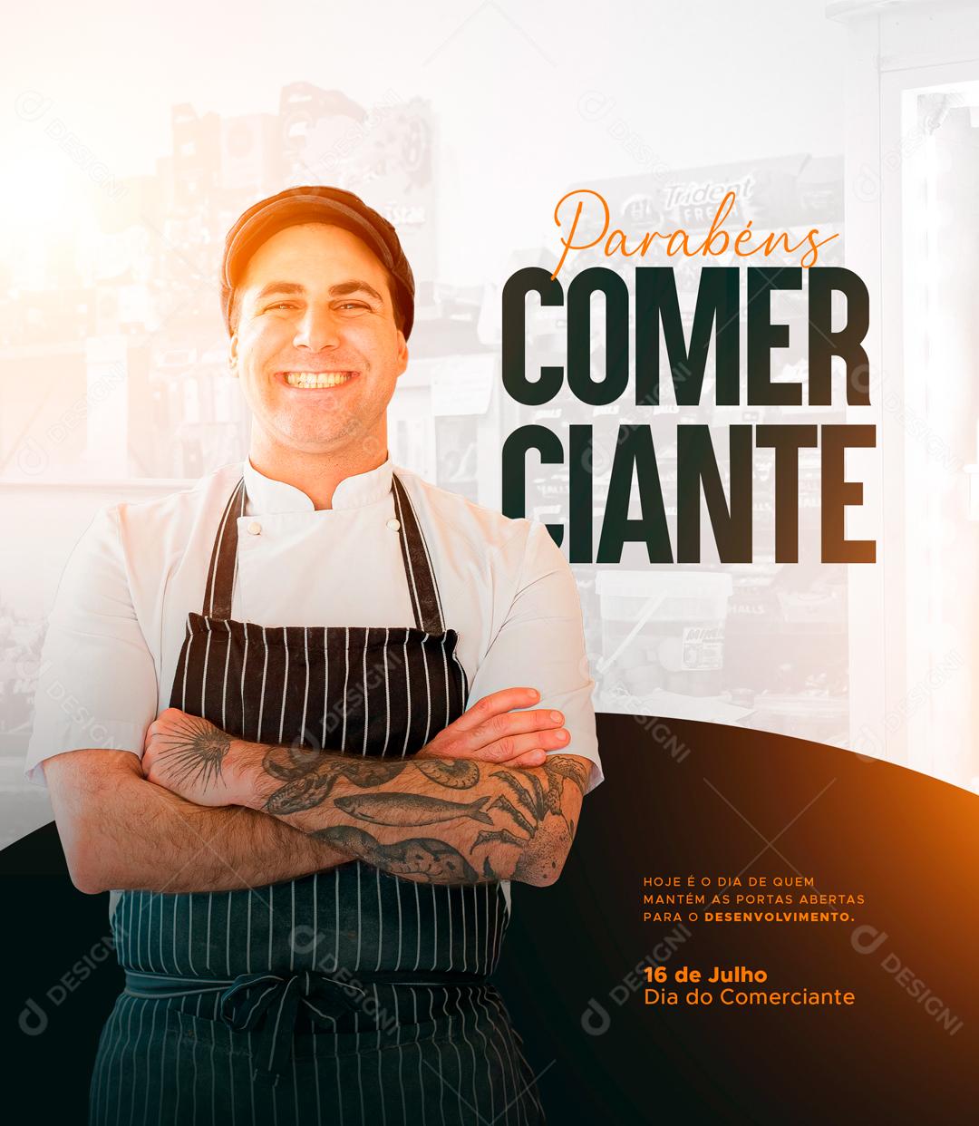 Social Media Dia do Comerciante 16 de Julho PSD Editável
